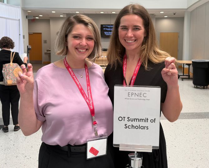 Dr. Leah Botkin and Dr. Sam Randolph stand together at the Occupational Therapy Summit of Scholars Conference in June 2026.